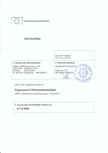 Osnatrans - AEO-Zertifikat